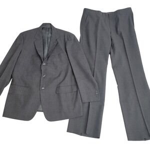 VTG 1980s Citadel Trading Co CUSTOM MADE Gray‎ Pinstripe Wool 3-Button Suit 44L